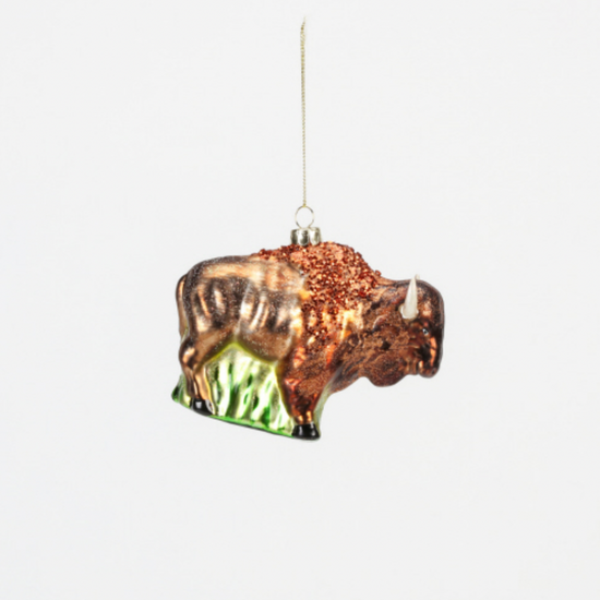 ornament - 3d glass - buffalo/bison - 4.5" by one hundred 80 degrees