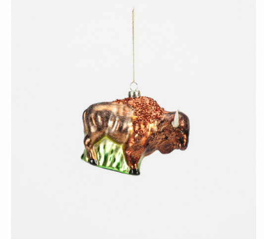 ornament - 3d glass - buffalo/bison - 4.5" by one hundred 80 degrees