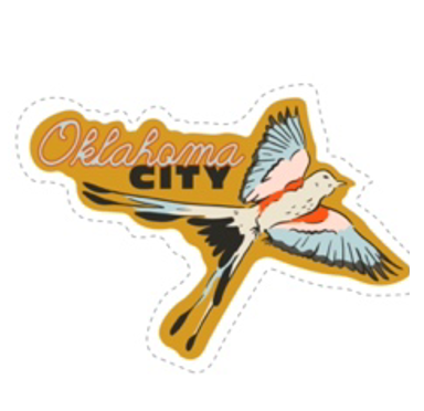 sticker - oklahoma city - scissortail bird by plenty