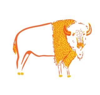 sticker - iconic buffalo - orange & yellow by plenty