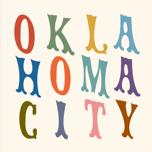 sticker - oklahoma city - colorful letters by plenty