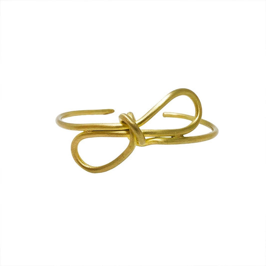bracelet - sculptural bow cuff - gold by worldfinds