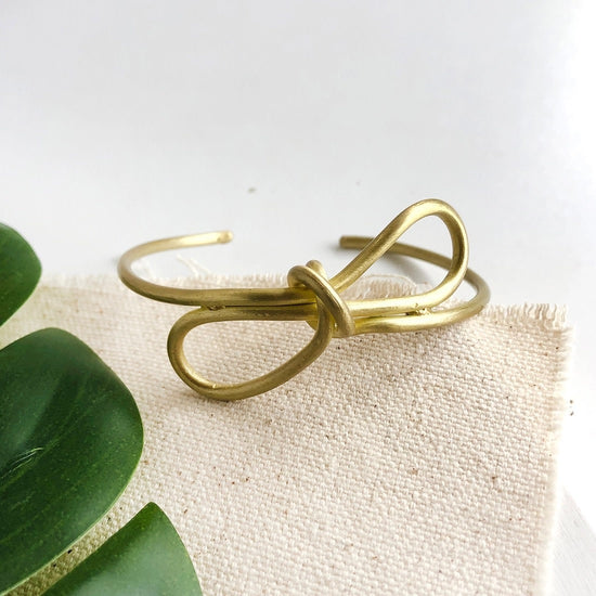 bracelet - sculptural bow cuff - gold by worldfinds
