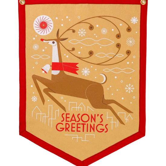 banner - camp flag - season's greetings (rudolph) by oxford pennant