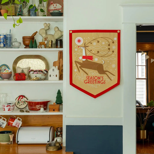 banner - camp flag - season's greetings (rudolph) by oxford pennant