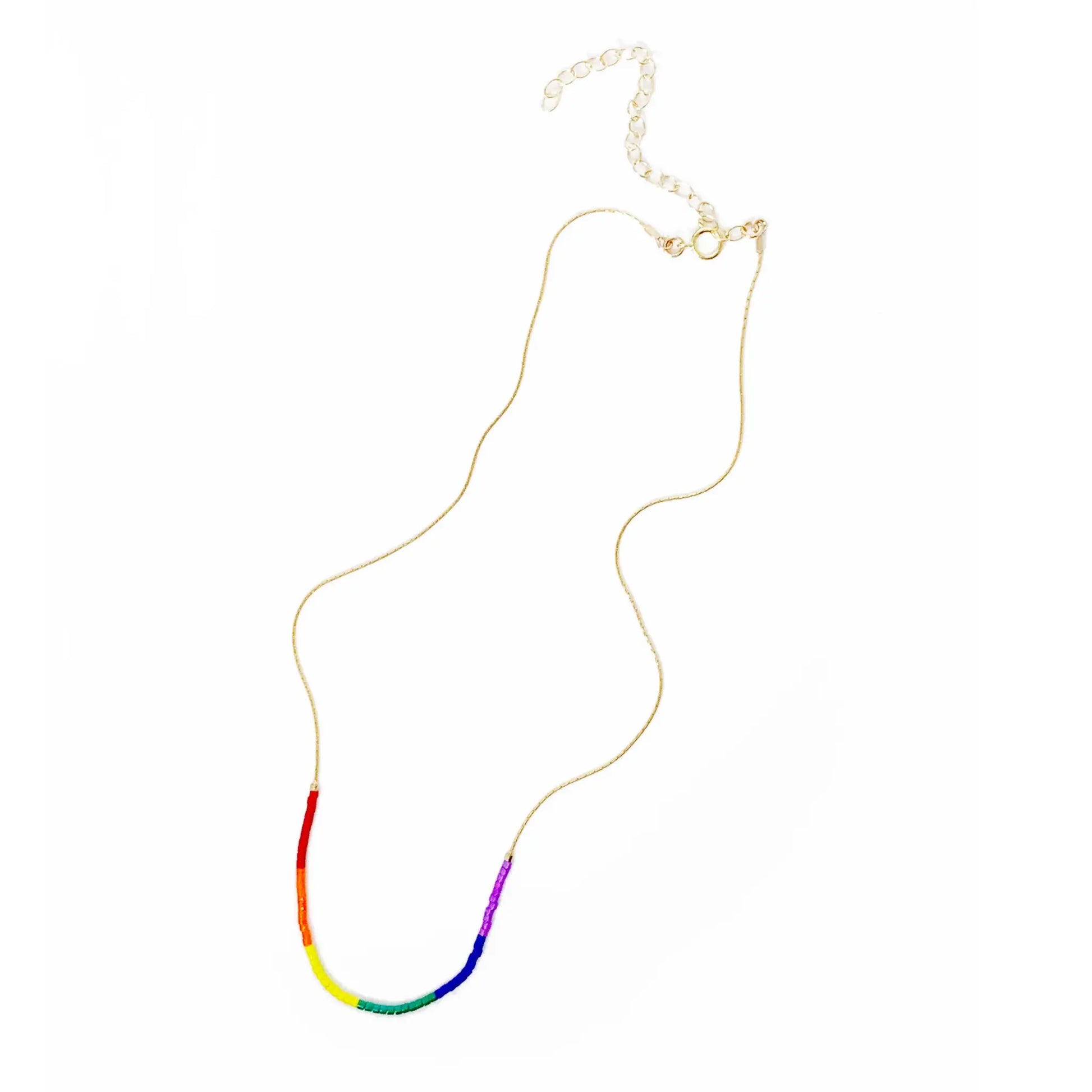 necklace - "septima" rainbow - 14k gold filled - japanese glass beads by son of a sailor