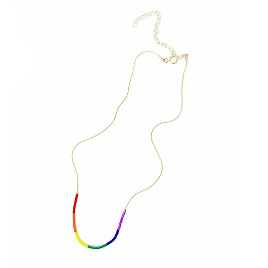 necklace - "septima" rainbow - 14k gold filled - japanese glass beads by son of a sailor