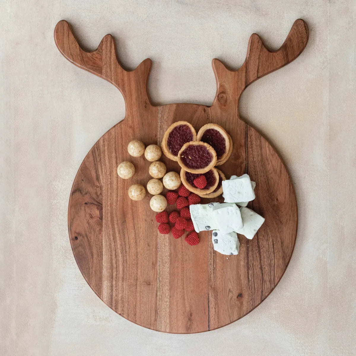 serving + cutting board - antler shape - acacia wood - natural by creative co-op
