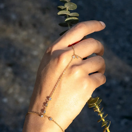 hand chain - shimmer cz stones - 18kgp by peter and june