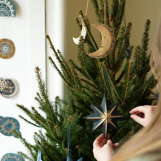 ornament - recycled paper board - crescent moon by east end press
