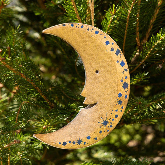 ornament - recycled paper board - crescent moon by east end press