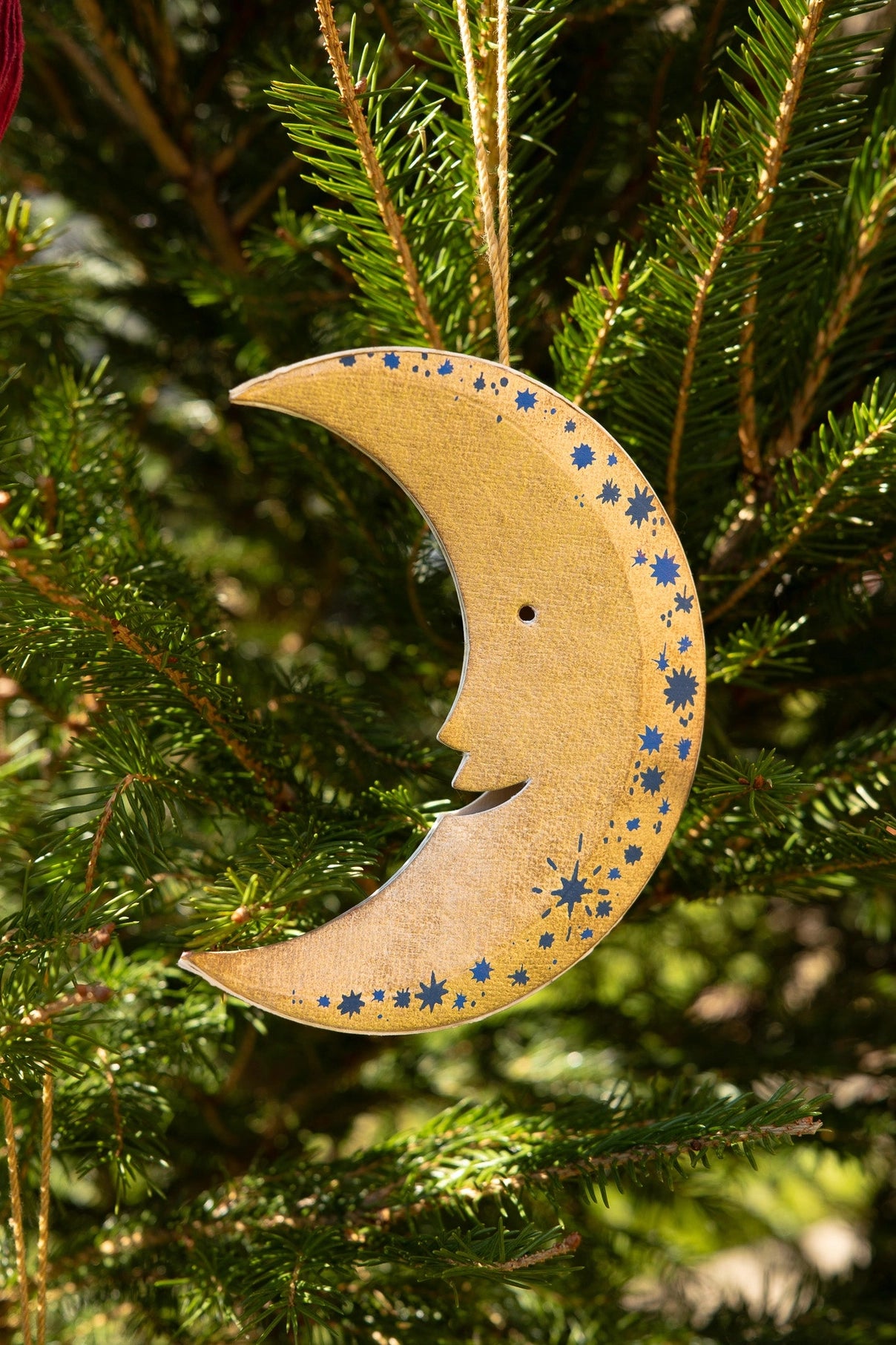 ornament - recycled paper board - crescent moon by east end press