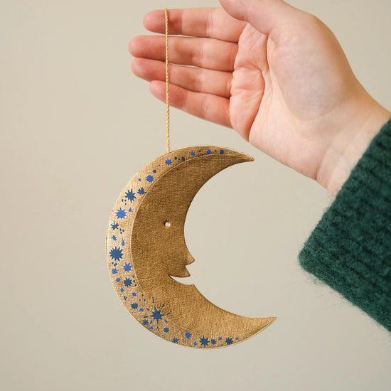 ornament - recycled paper board - crescent moon by east end press