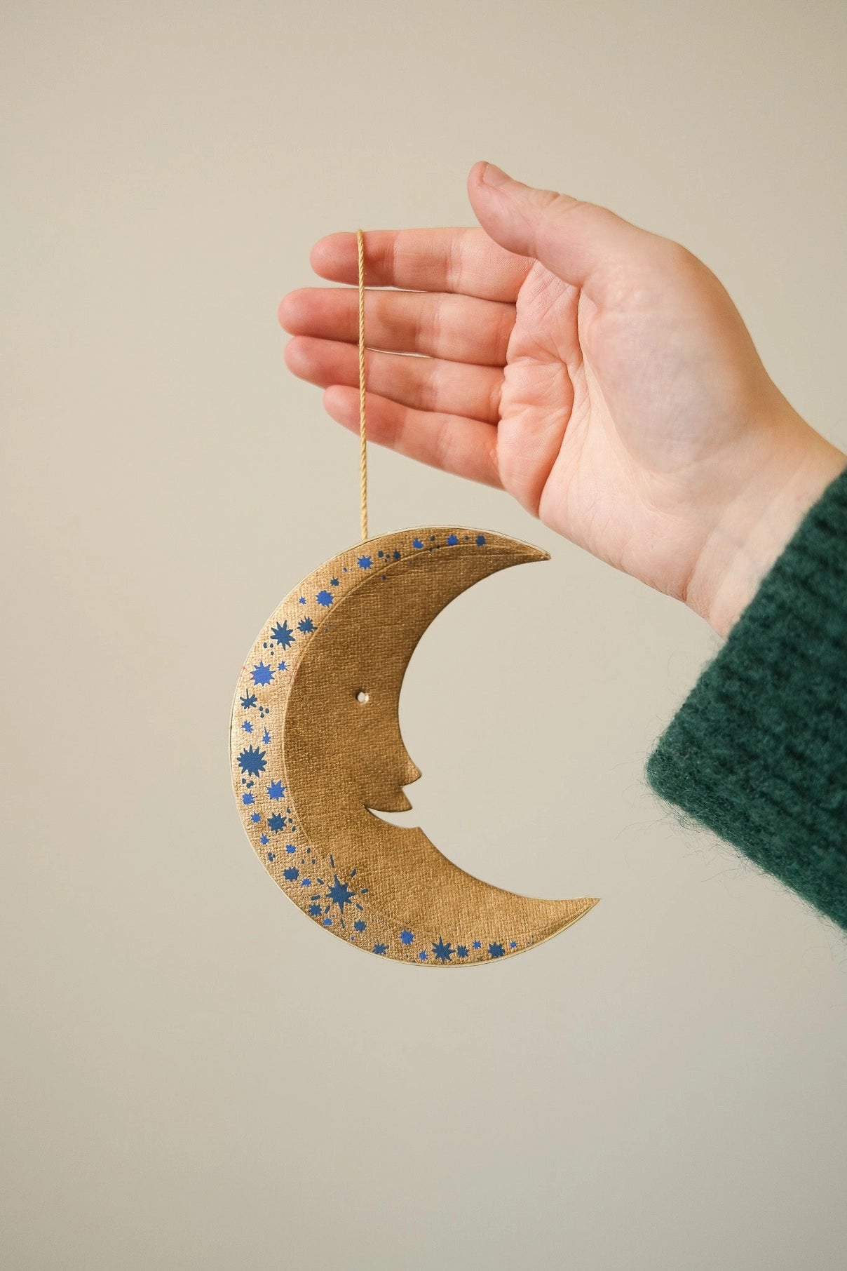 ornament - recycled paper board - crescent moon by east end press
