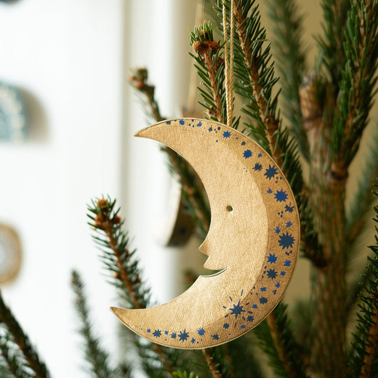 ornament - recycled paper board - crescent moon by east end press