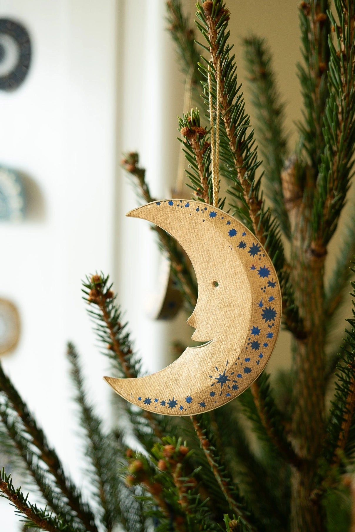 ornament - recycled paper board - crescent moon by east end press