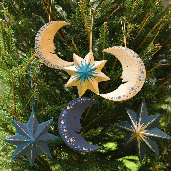 ornament - recycled paper board - crescent moon by east end press