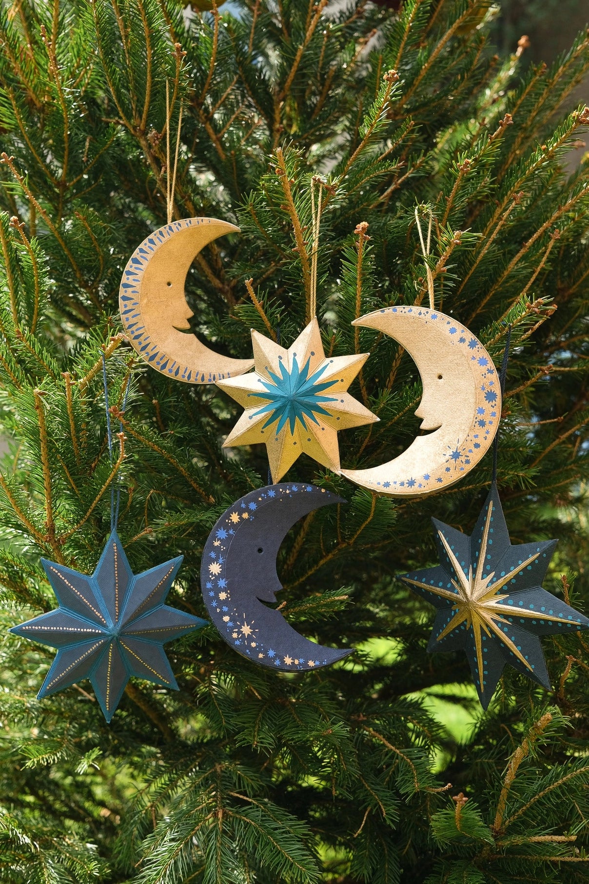 ornament - recycled paper board - crescent moon by east end press