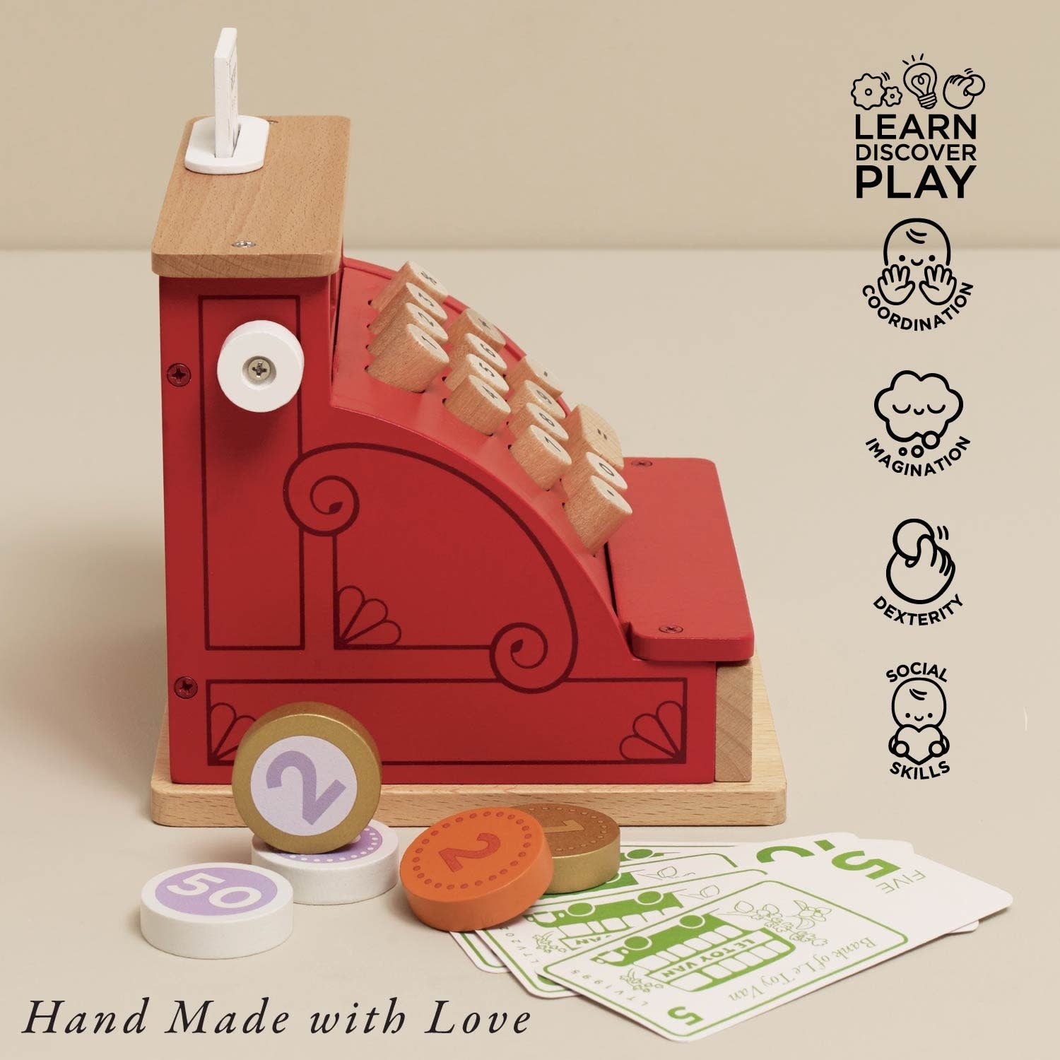 toy - cash register & money - classic wooden by le toy van, inc.