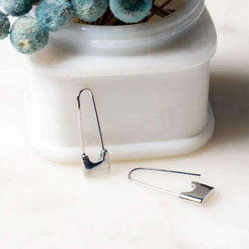 earrings - silver plate - "sid" safety pin by peter and june