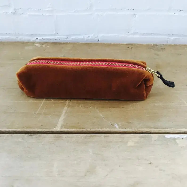 velvet zipper bag - makeup by erin flett