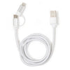 cable - 2-in-1 braided - silver by kikkerland