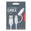 cable - 2-in-1 braided - silver by kikkerland