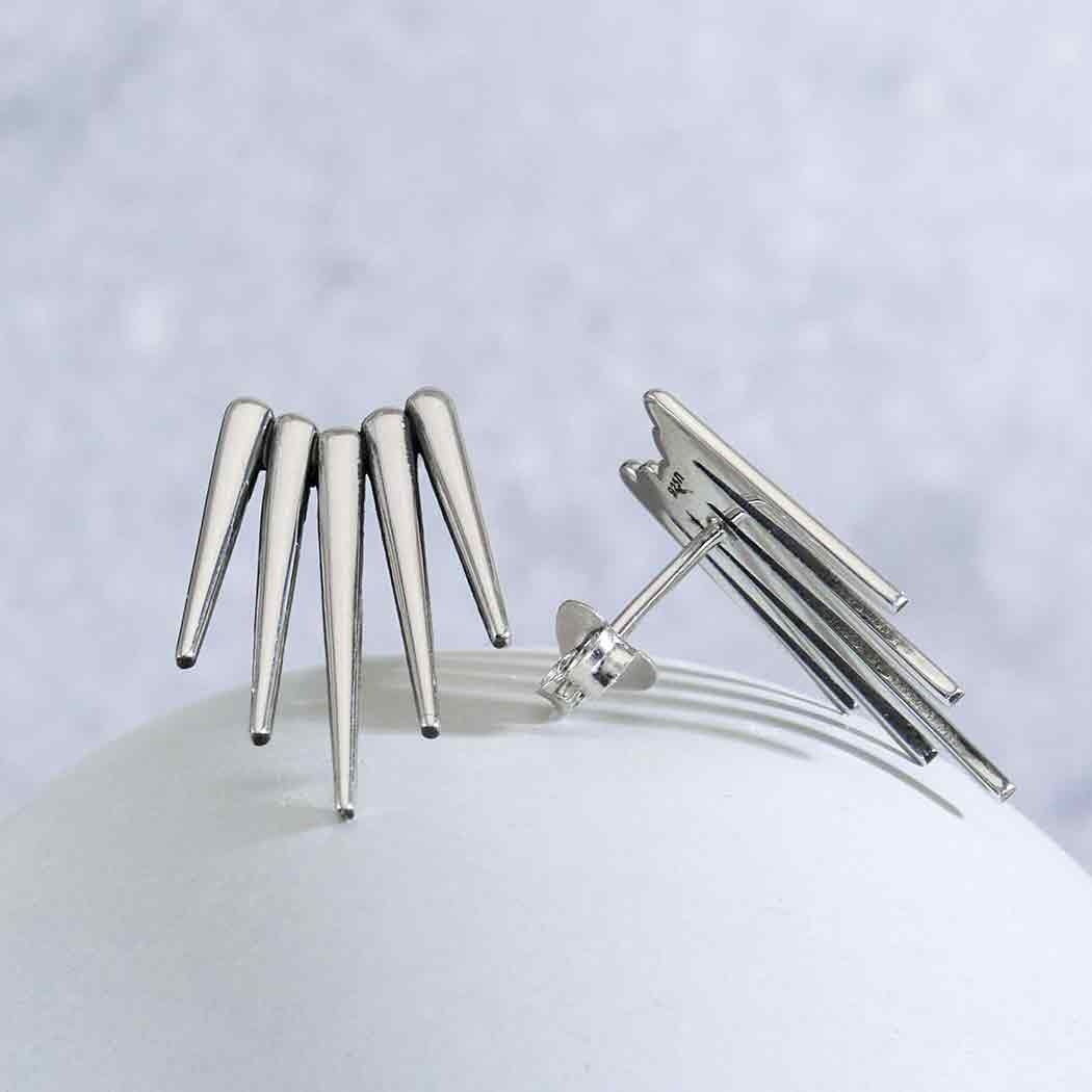 earrings - large five spike post - sterling silver by nina designs
