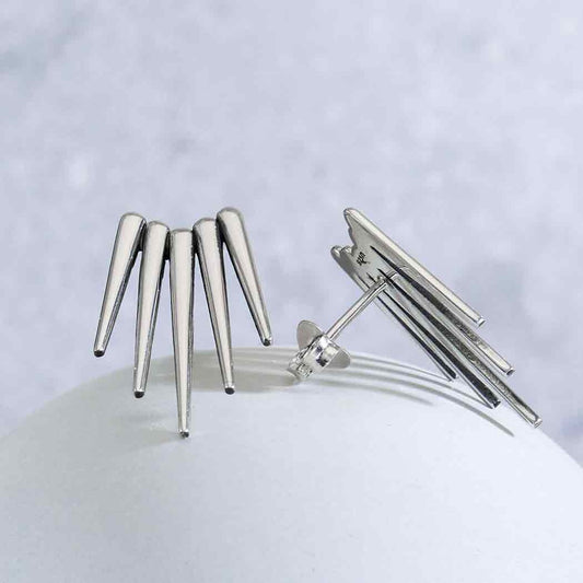 earrings - large five spike post - sterling silver by nina designs