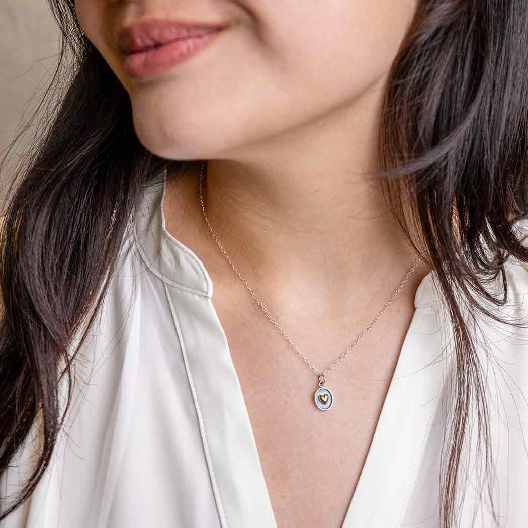 necklace - silver shadow box - bronze heart - 18" by nina designs