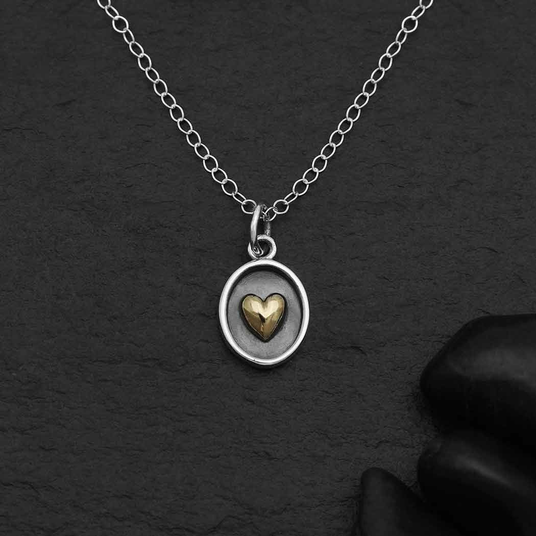 necklace - silver shadow box - bronze heart - 18" by nina designs