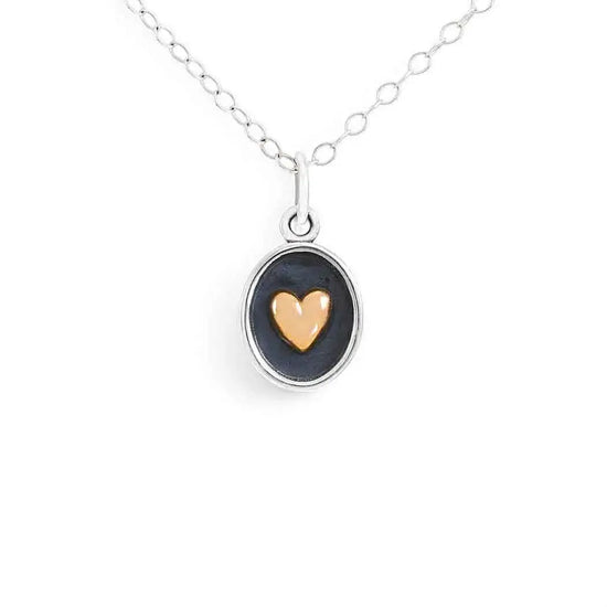 necklace - silver shadow box - bronze heart - 18" by nina designs
