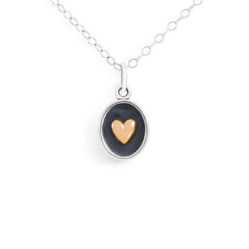 necklace - silver shadow box - bronze heart - 18" by nina designs