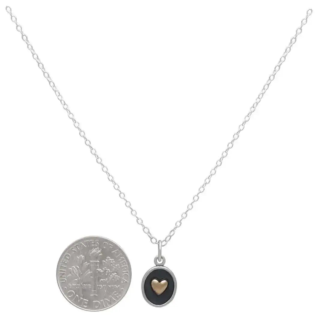 necklace - silver shadow box - bronze heart - 18" by nina designs