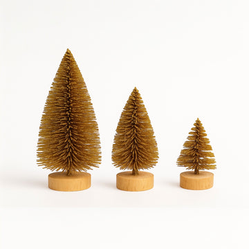 tree - sisal bottle brush - gold glitter by creative co-op