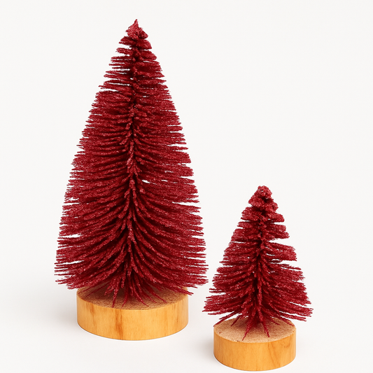 tree - sisal bottle brush - red glitter by creative co-op