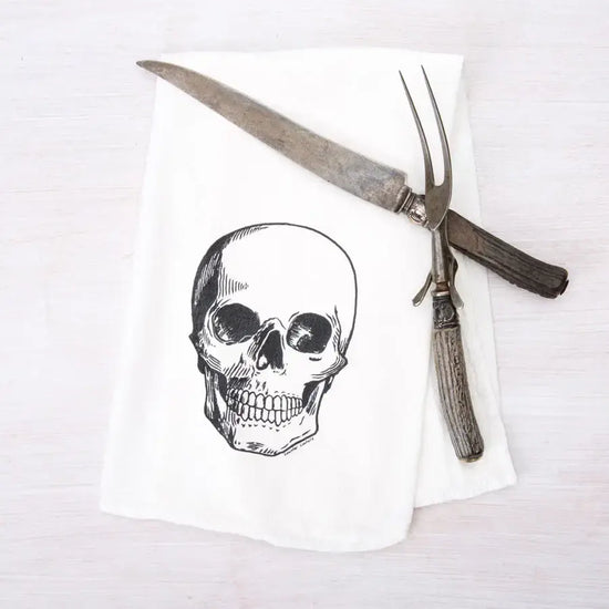 tea towel - flour sack - skull by counter couture