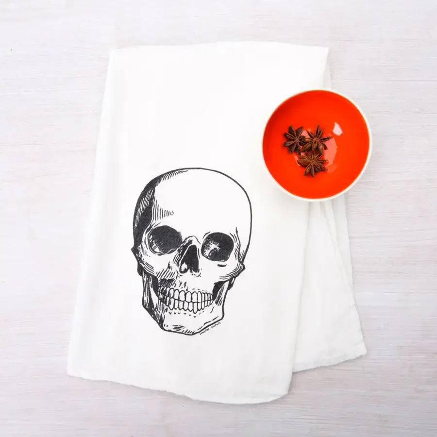 tea towel - flour sack - skull by counter couture