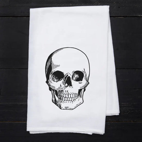 tea towel - flour sack - skull by counter couture