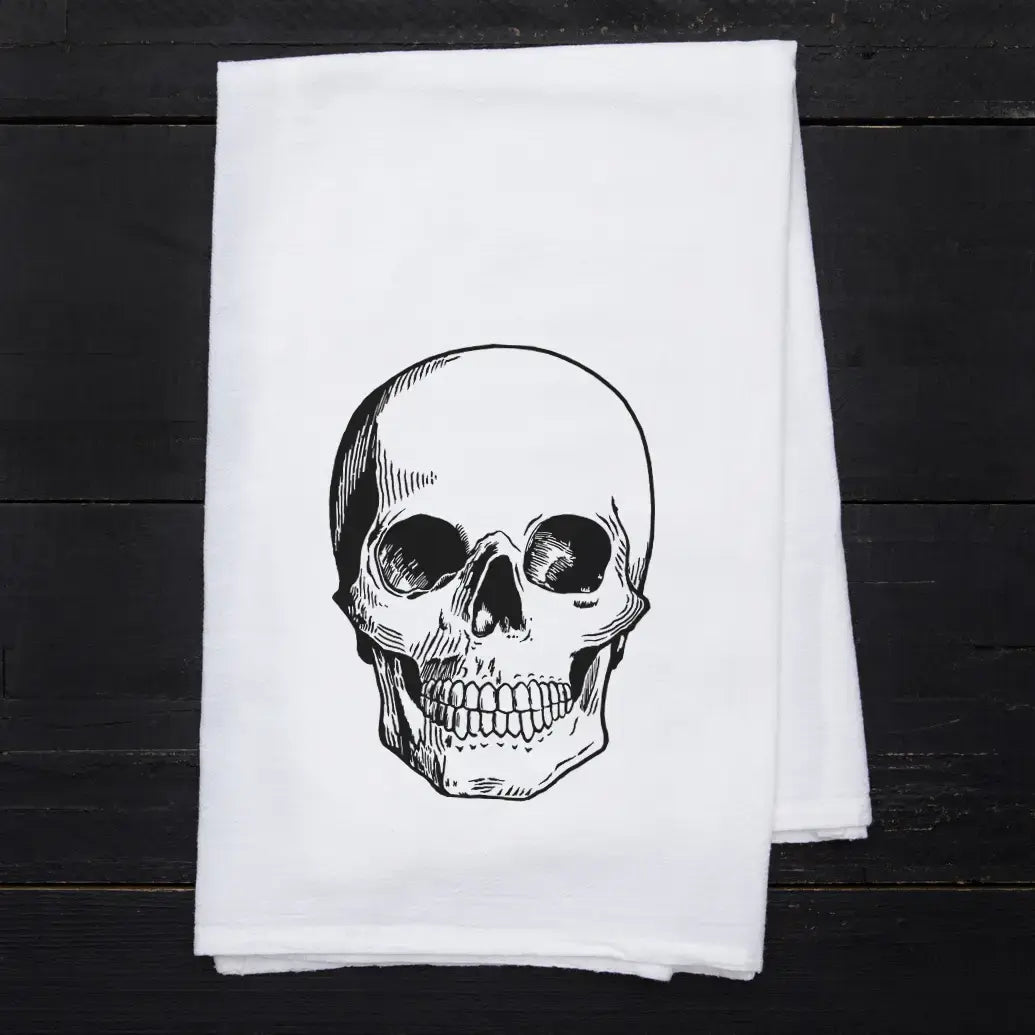 tea towel - flour sack - skull by counter couture