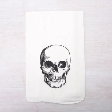 tea towel - flour sack - skull by counter couture
