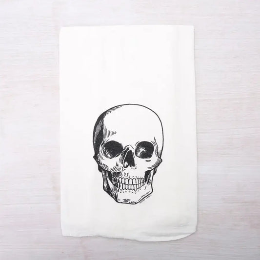 tea towel - flour sack - skull by counter couture