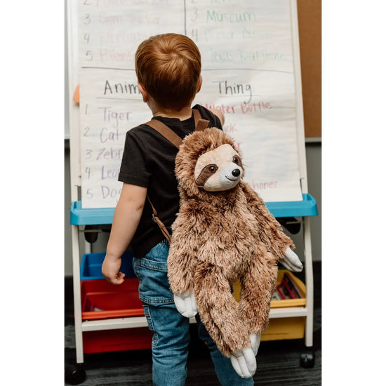 backpack - animal plush - sloth by the petting zoo