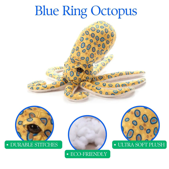 toy - animal plush - blue ring octopus - small 10" by the petting zoo
