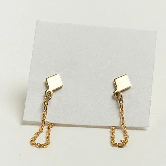 earrings - small diamond & chain studs - 24kgp by tilly doro