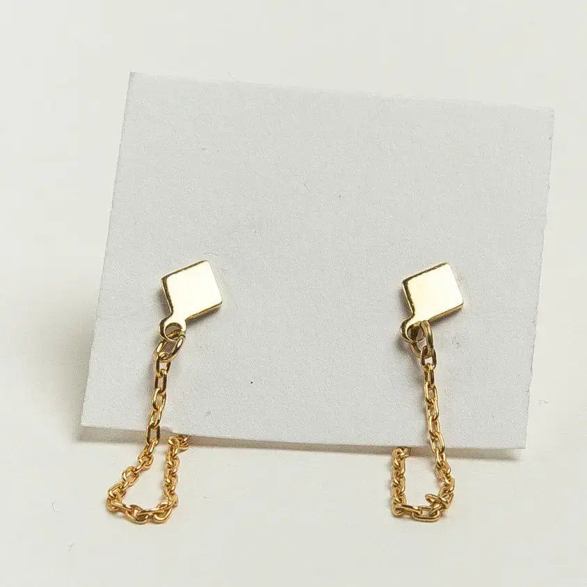 earrings - small diamond & chain studs - 24kgp by tilly doro