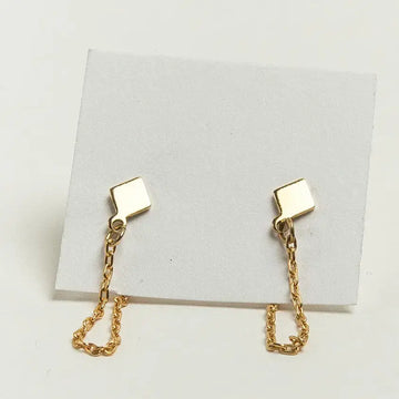 earrings - small diamond & chain studs - 24kgp by tilly doro