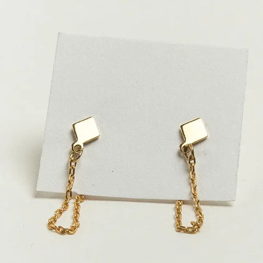 earrings - small diamond & chain studs - 24kgp by tilly doro