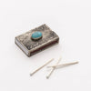 matchbox cover w/turquoise stone - stamped silver by j. alexander rustic silver