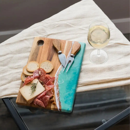 cheeseboard - acacia wood + resin - small by lynn & liana serveware
